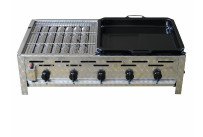 Profi-Gasgrill 5-flammig mit 1/2 Rost und 1/2 Pfanne